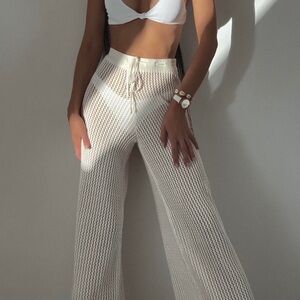 White Fox Wild One Crochet Pants in Off White